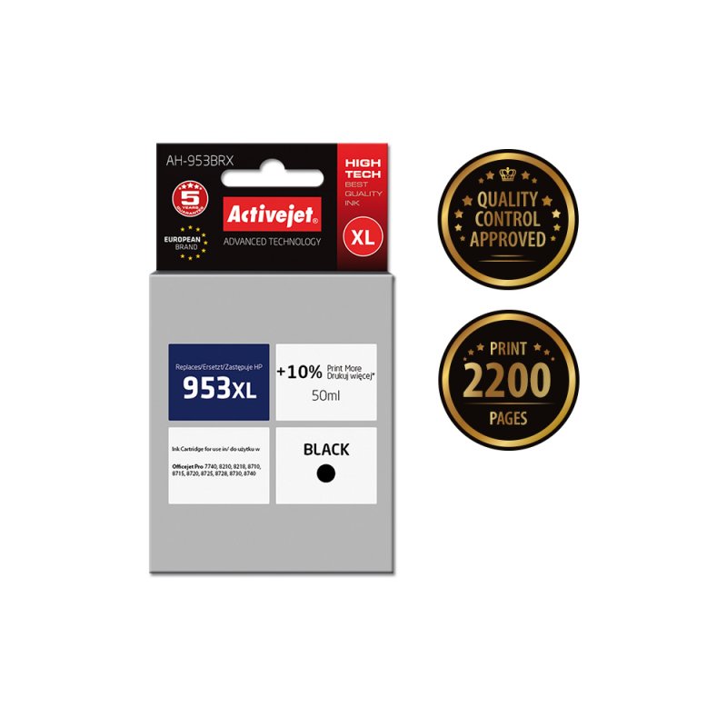 Activejet Encre AH-953BRX (remplacement HP 953XL L0S70AE Premium 50 ml noir)