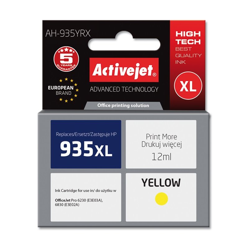 Activejet Encre AH-935YRX (remplacement HP 935XL C2P26AE Premium 12 ml jaune)