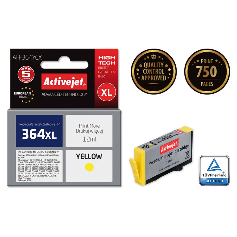 Activejet AH-364YCX ink for HP printer HP 364XL CB325EE replacement Premium 12 ml yelllow