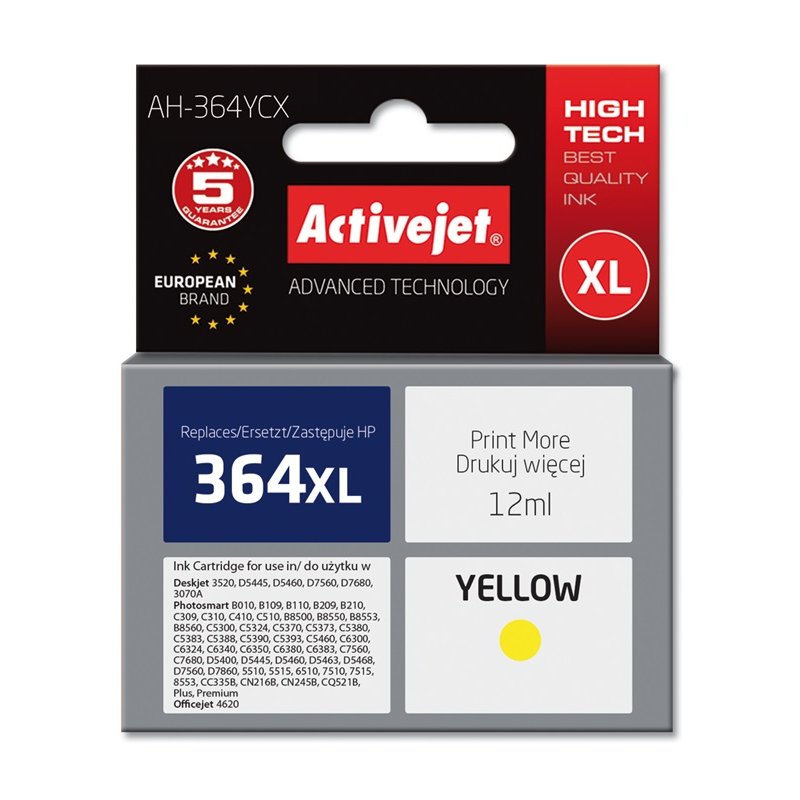 Activejet AH-364YCX ink for HP printer HP 364XL CB325EE replacement Premium 12 ml yelllow