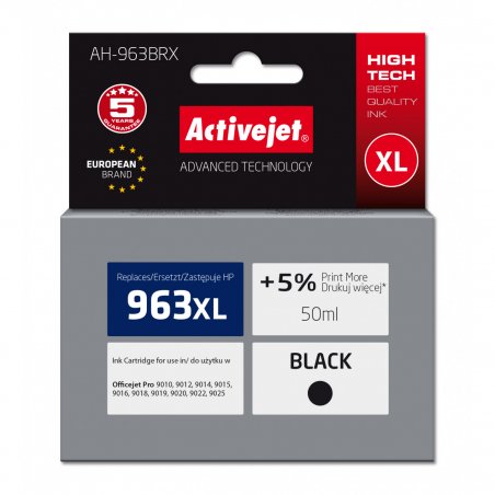 Activejet AH-963BRX Ink Cartridge (replacement for HP 963XL 3JA30AE Premium 2100 pages 50 ml black)
