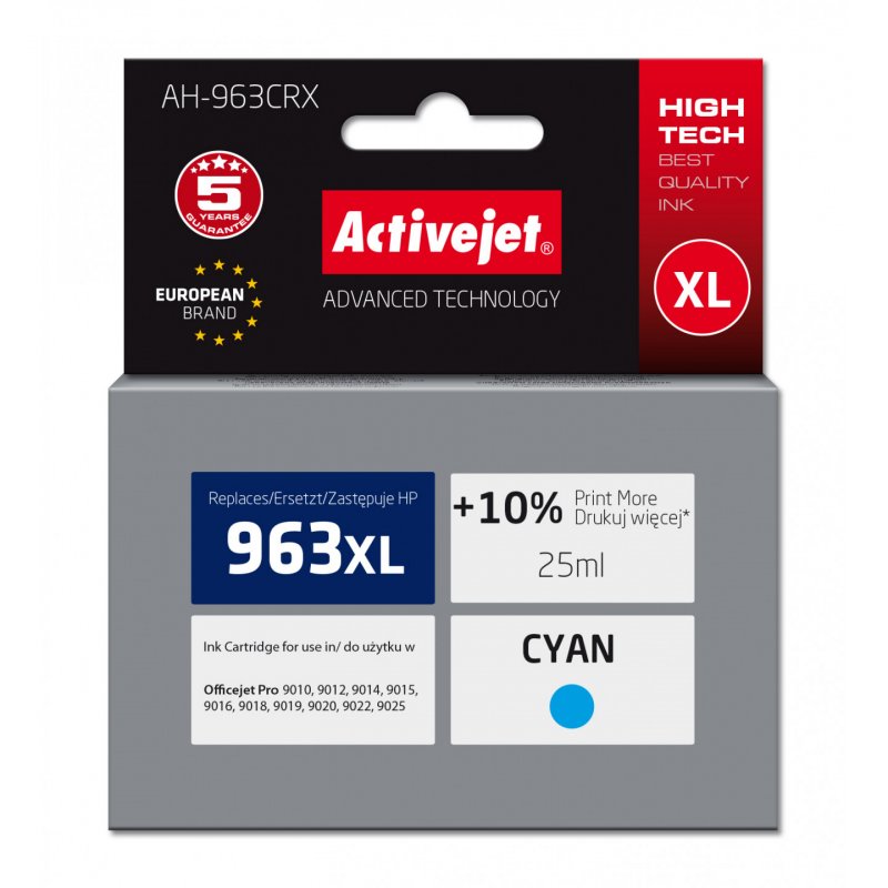 Activejet AH-963CRX encre pour imprimantes HP, Remplacement HP 963XL 3JA27AE Premium 1760 pages bleu