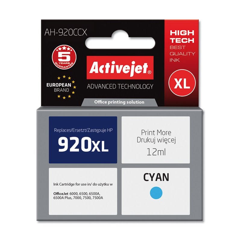 Activejet AH-920CCX HP Printer Ink Compatible with HP 920XL CD972AE Premium 12 ml blue.