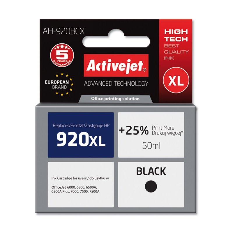 Activejet AH-920BCX ink (replacement for HP 920XL CD972AE Premium 50 ml black)