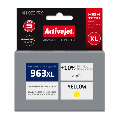 Activejet AH-963YRX Ink (replacement for HP 963XL 3JA29AE Premium 1760 pages 25 ml yellow)