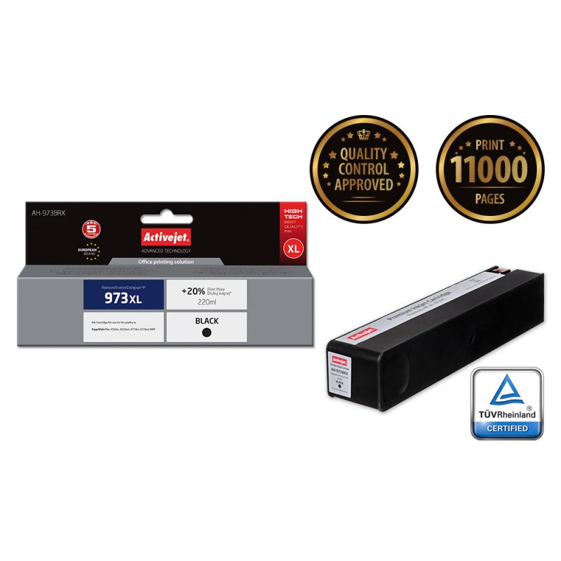 Activejet AH-973BRX ink (replacement for HP 973XL L0S07AE Premium 220 ml black)
