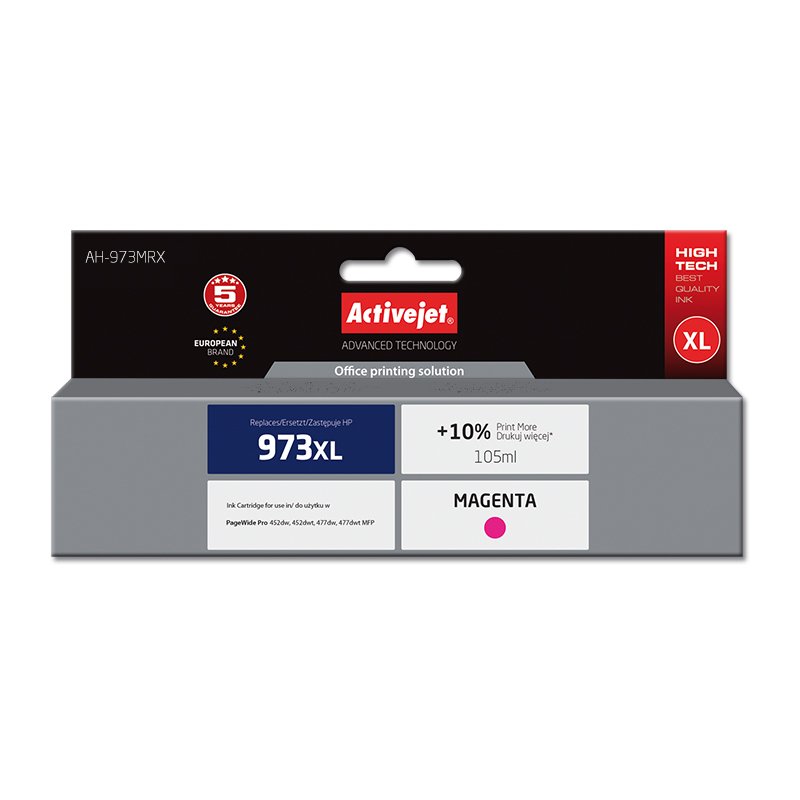 Activejet Encre AH-973MRX (remplacement HP 973XL F6T82AE Premium 105 ml rouge)