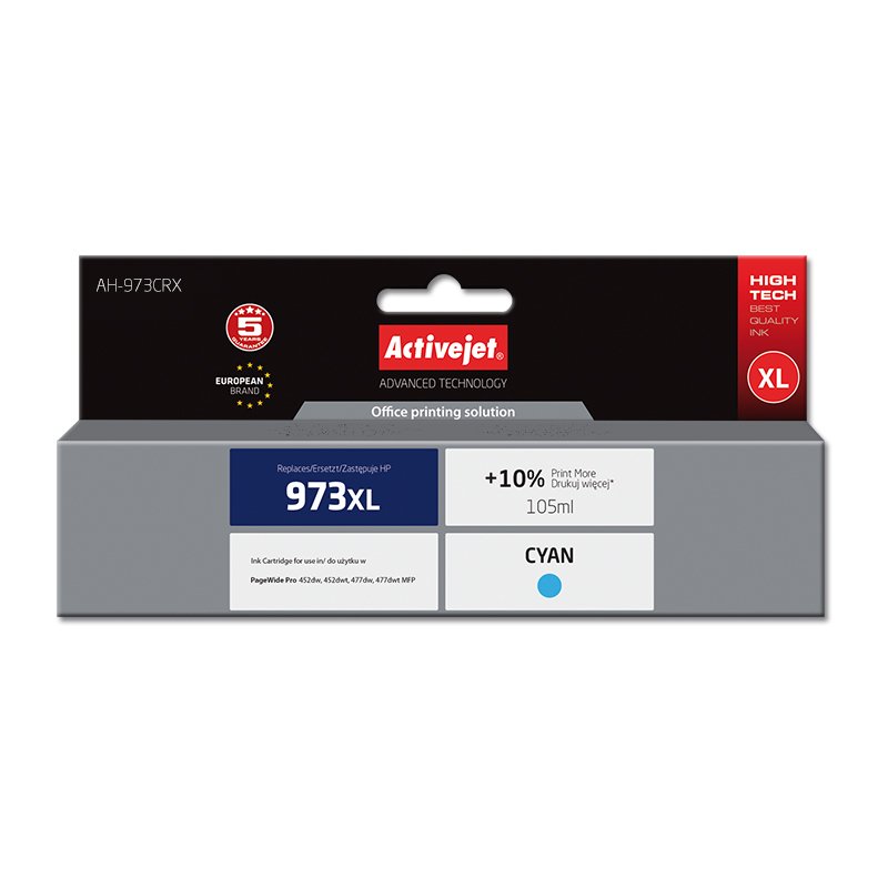 Activejet Encre AH-973CRX (remplacement de HP 973XL F6T81AE Premium 105 ml bleu)