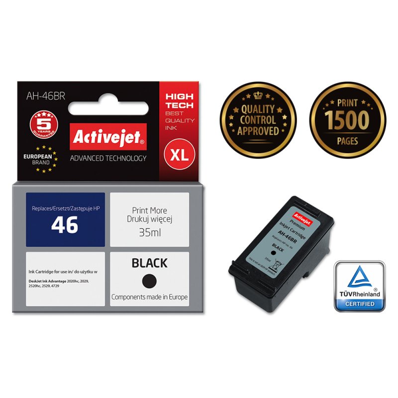 Activejet AH-46BR ink for HP printer HP 46 CZ637AA replacement Premium 35 ml black