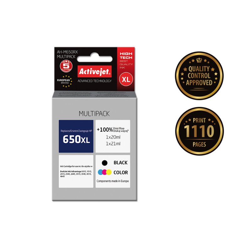 Activejet AH-M650RX Ink (replacement for HP 650 CZ101AE/CZ102AE Premium 1 x 20 ml 1 x 21 ml 1110 pages black 