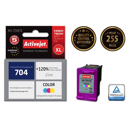Activejet AH-704CR ink (replacement for HP 704 CN693AE Premium 21 ml color)