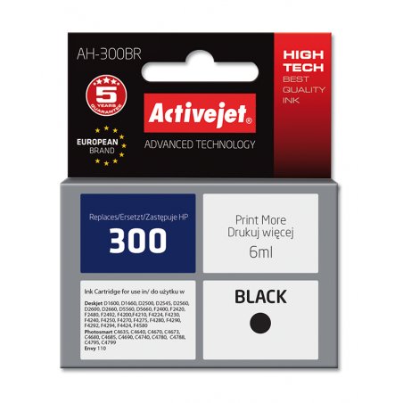 Activejet AH-300BR ink for HP printer HP 300 CC640EE replacement Premium 6 ml black