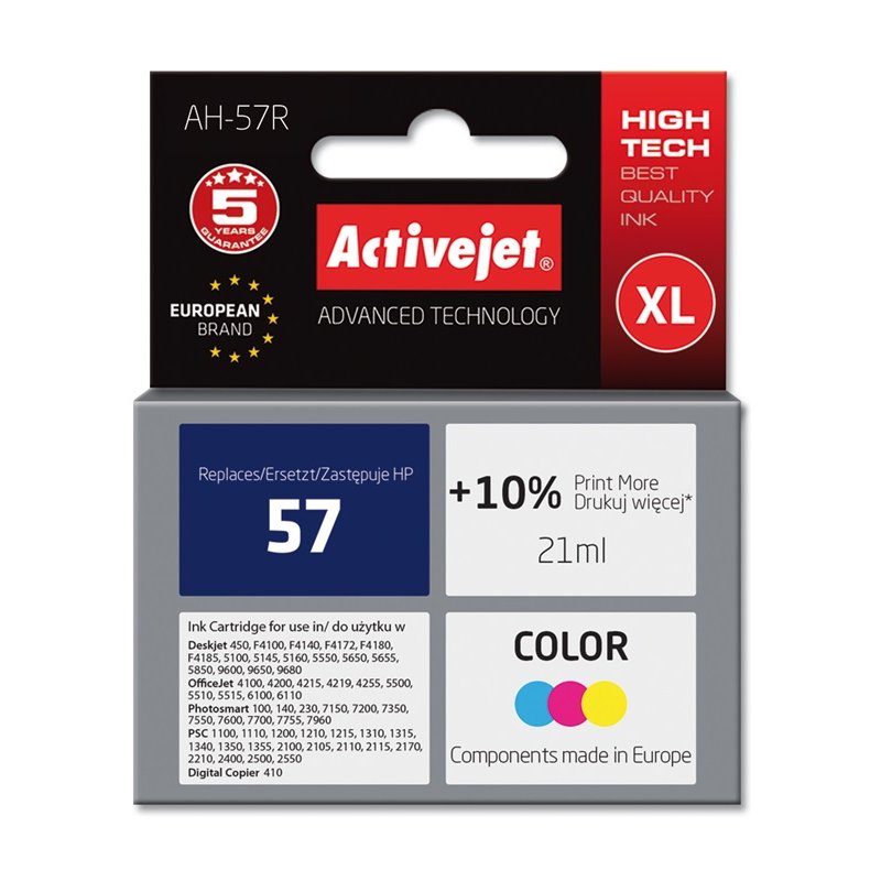 Activejet Encre AH-57R (remplacement HP 57 C6657AE Premium 21 ml couleur)