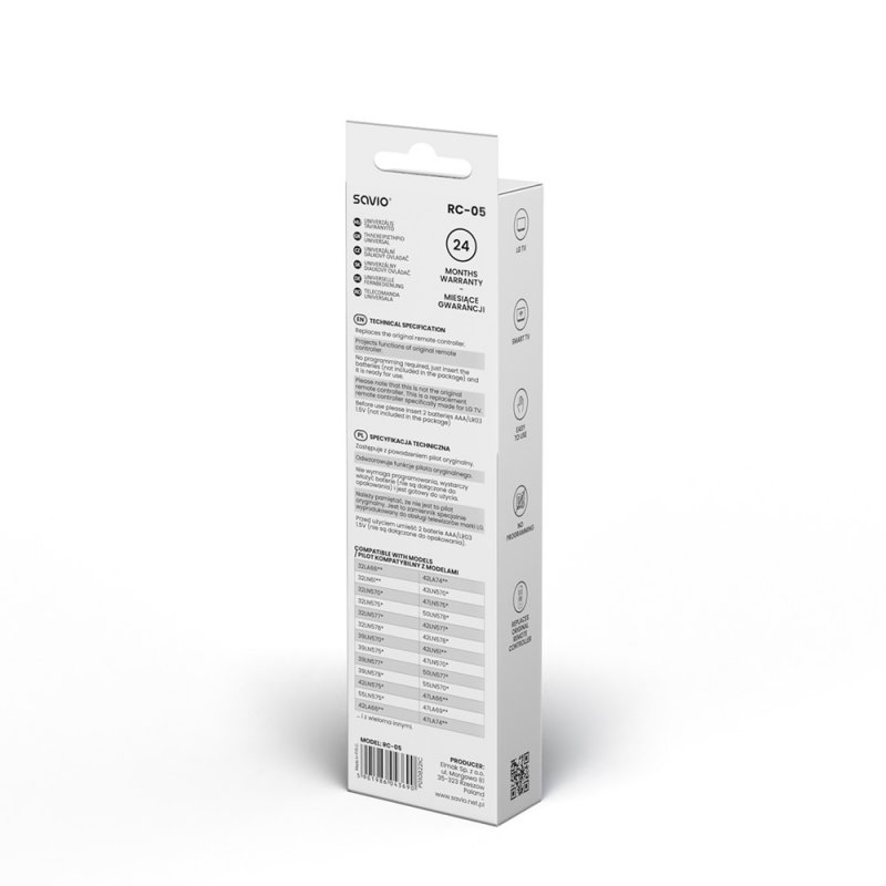 Savio RC-05 do TV LG remote control IR Wireless TV, Universal Press buttons
