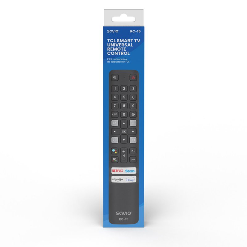 SAVIO RC-15 universal remote control/replacement for TCL SMART TV