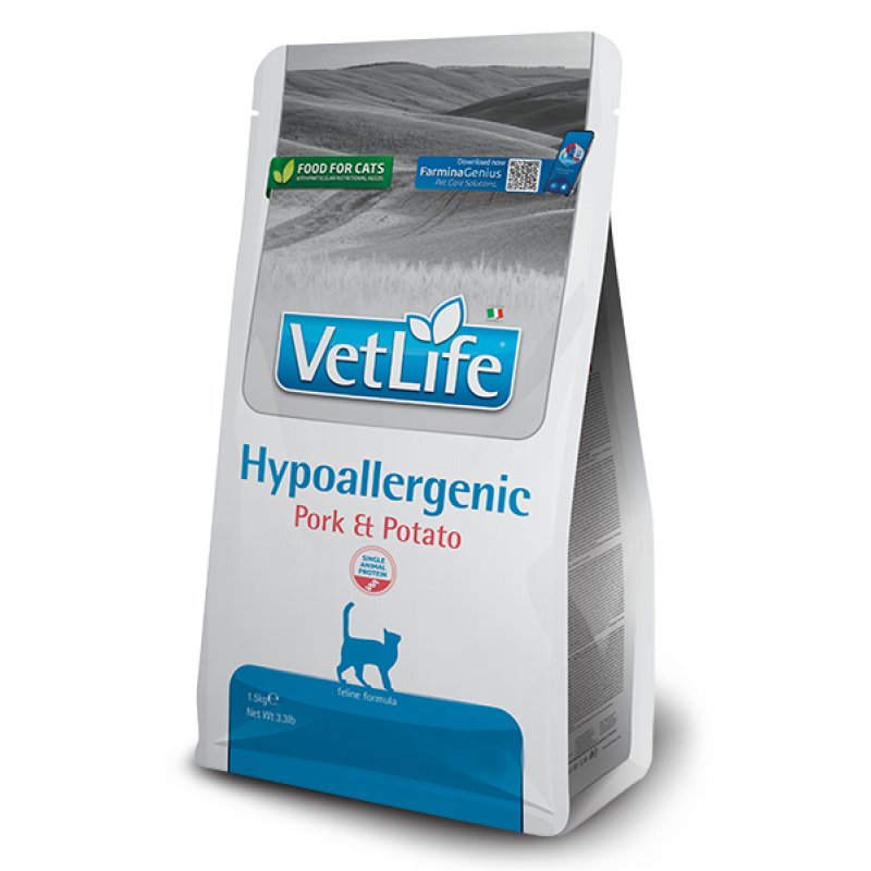 Farmina Pet Food Vet Life Hypoallergenic cats dry food 1.5 kg Adult Pork, Potato