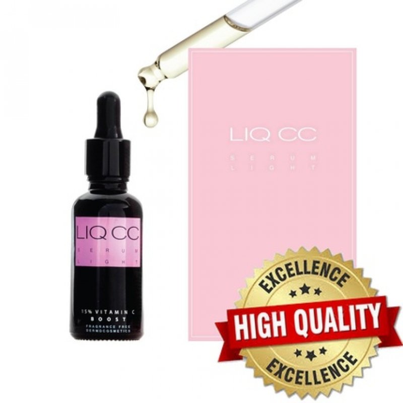 Vitamin C Serum for Face and Neck Under Eye LIQ CC Light Texture Normal Mixed Skin 15% Vit C 0.5% Vit E Hyaluronic