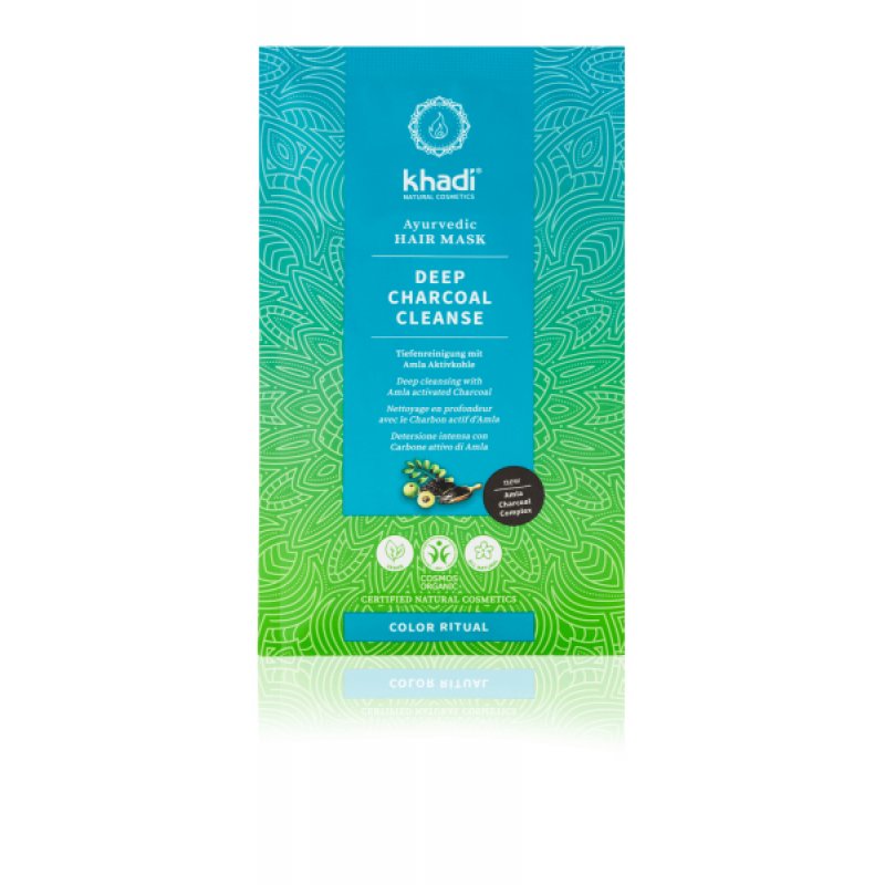 Khadi Deep Charcoal Cleanse Ayurvedic Hair Mask with Amla Activated Charcoal 50g - 100% Plant-Based and Vegan Certified