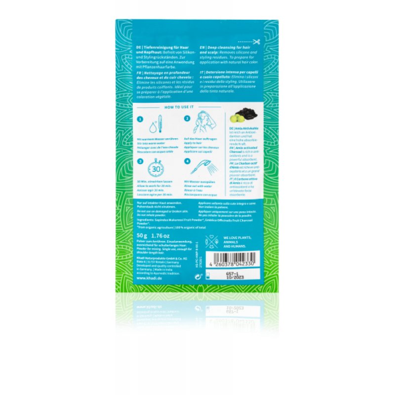 Khadi Deep Charcoal Cleanse Ayurvedic Hair Mask with Amla Activated Charcoal 50g - 100% Plant-Based and Vegan Certified