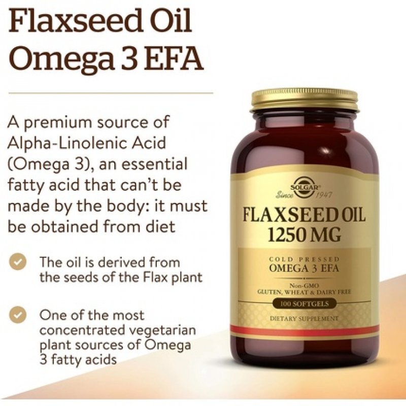 Solgar Flaxseed Oil 1250mg Softgels