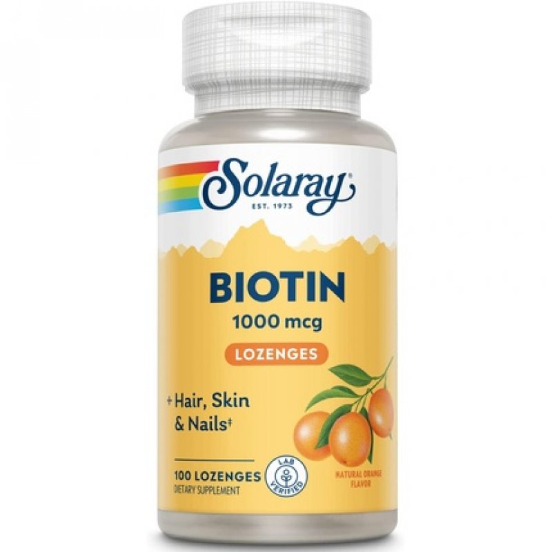 Solaray High Potency Biotin 1000mcg Natural Orange Juice Flavor Lozenges - 100 Count