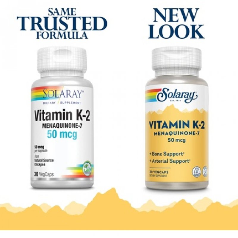 Solaray Vitamin K-2 Menaquinone-7 30 Vegetarian Capsules 50mcg