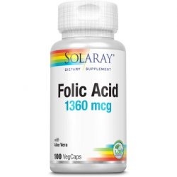 Solaray Folic Acid Capsules 1360mcg 100 Count