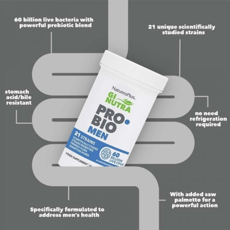 Natures Plus GI Natural Pro•Biotic Men 30 Veg Capsules