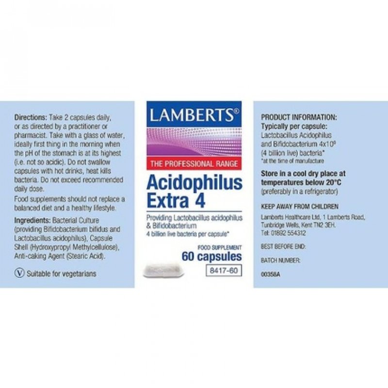 Nutricosmetics Lamberts Acidophilus Extra 4 60 Capsules