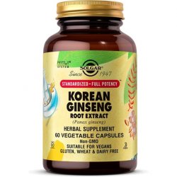 Solgar Korean Ginseng Root Extract Vegetable Capsules - Supports Energy and Vitality for Improved Concentration - Vegan