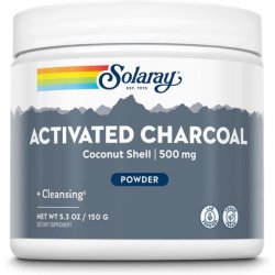 SOLARAY Activated Coconut Charcoal Powder 500mg Healthy Inner Cleansing & Digestive Tract Support - 300 Servings
