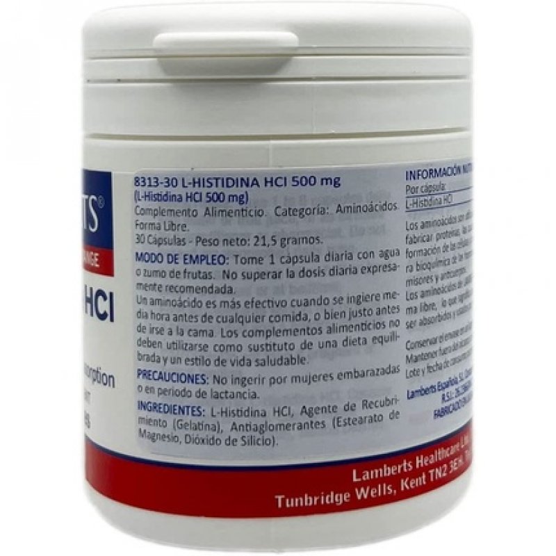 Lamberts L-Histidine HCl 500mg 30 Capsules