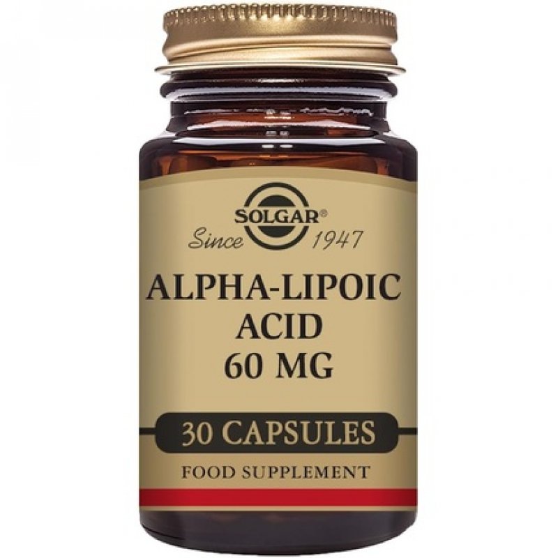 Solgar Alpha-Lipoic Acid 60mg Vegetable Capsules - Strong Antioxidant Properties - Daily Support - Vegan, Kosher and