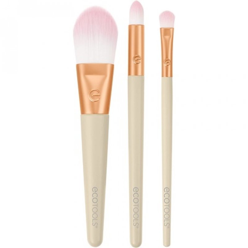 EcoTools Limited Edition Mini Max Glow Makeup Brush Kit for Powder, Liquids, and Creams - 3 Piece Gift Set