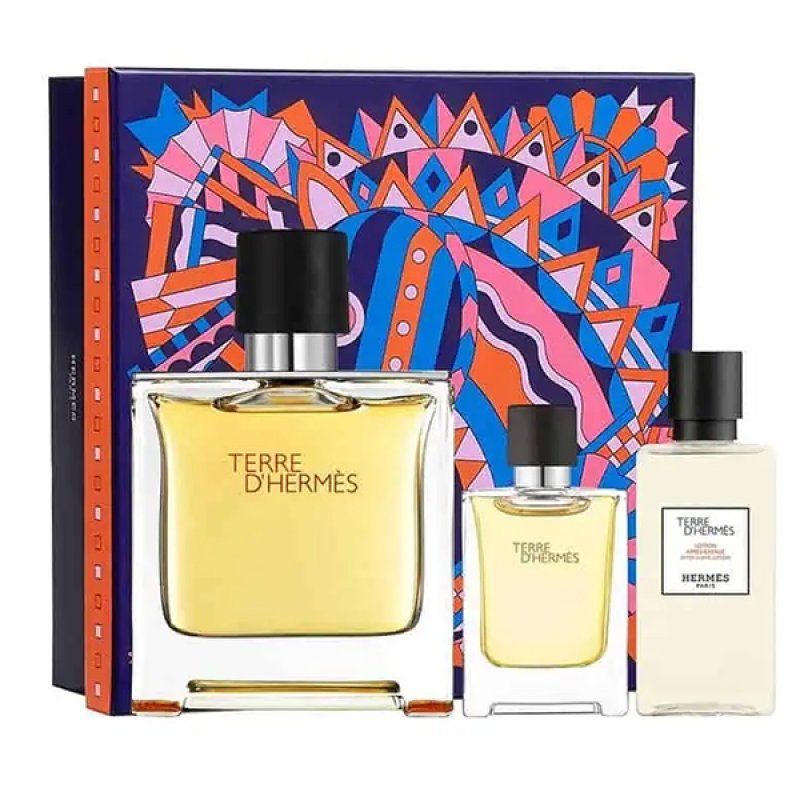 Set Hermes Terre D Hermes, Barbati, Eau De Parfum 75ml Eau De Parfum 12,5ml Balsam After Shave 40ml