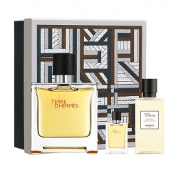 Set Hermes Terre D`Hermes, Barbati, Eau De Parfum 75ml Eau De Parfum 5ml Gel De Dus 40ml
