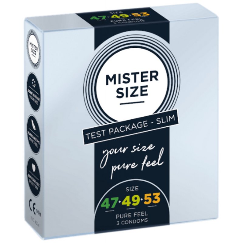 MISTER SIZE Condoms Thin and Moist 3-Pack in Your Size XS-M - Slim Trio