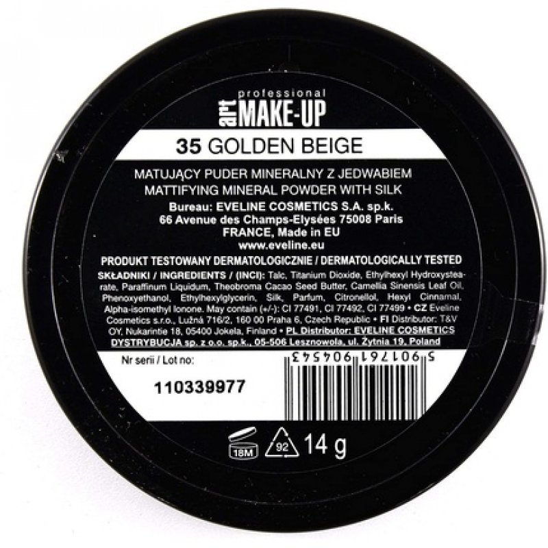 Eveline Cosmetics Art Makeup Anti-Shine Complex Pressed Powder 35 Golden Beige