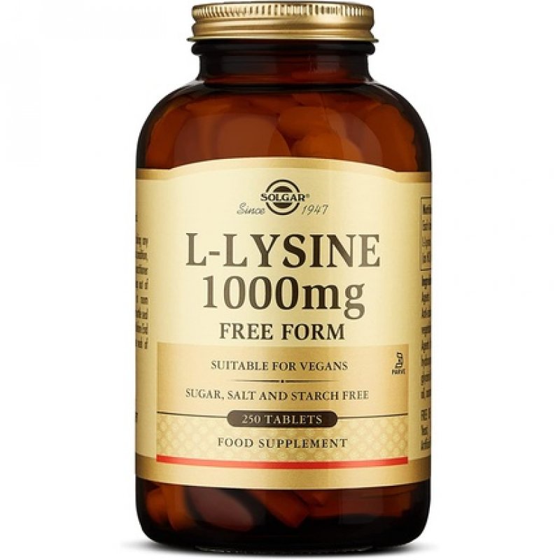 Solgar L-Lysine 1000mg Premium Amino Acid Range 250 Tablets