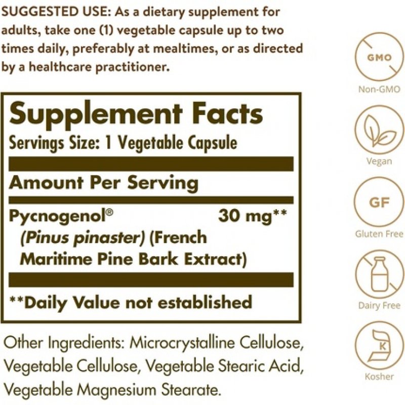 Solgar Pycnogenol 30mg Vegetable Capsules - Pack of 30