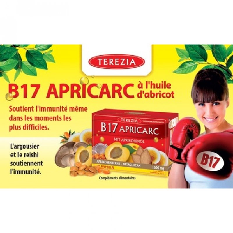 TEREZIA Apricarc Vitamin B17 1600mg Apricot Kernel Oil Extract with Amygdalin, Oyster Mushroom, Reishi and Sea