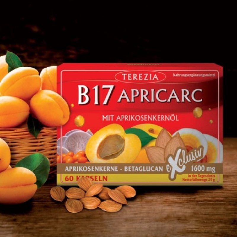 TEREZIA Apricarc Vitamin B17 1600mg Apricot Kernel Oil Extract with Amygdalin, Oyster Mushroom, Reishi and Sea