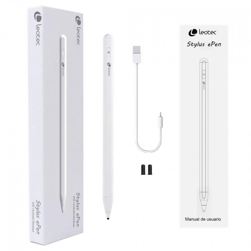 LAPIZ ELECTRONICO LEOTEC LESTP01W STYLUS EPEN PARA ANDROID, IOS Y WINDOWS BLANCO