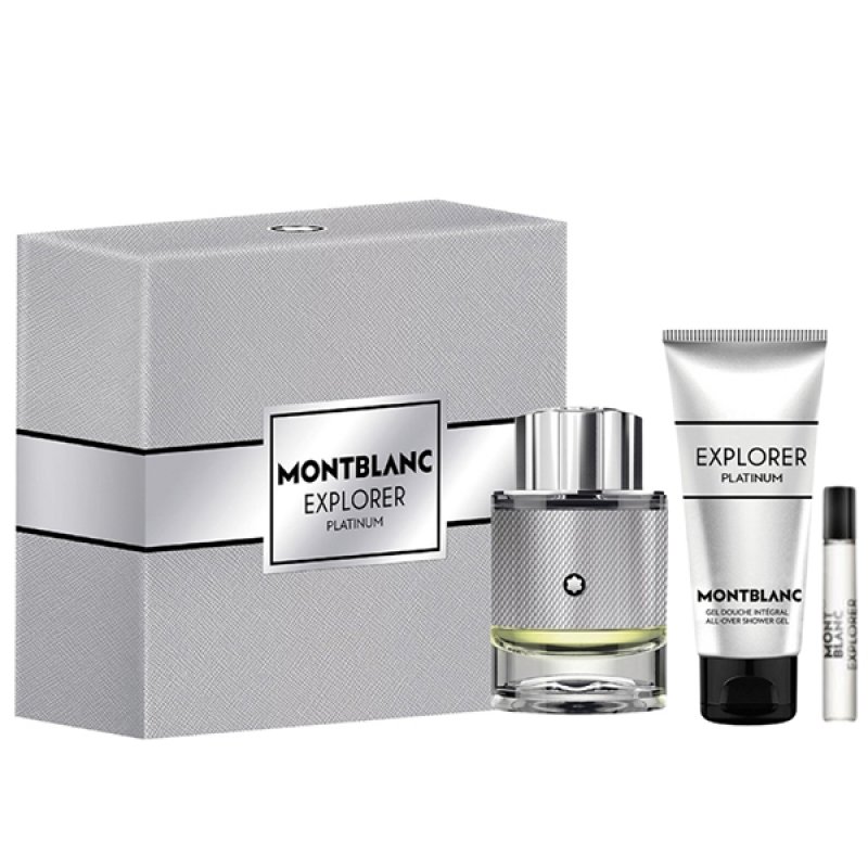 Set Mont Blanc Explorer Platinum, Barbati, Eau De Parfum 100ml Eau De Parfum 7.5ml Gel De Dus 100ml