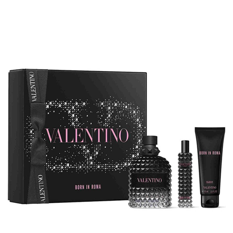 Set Valentino Uomo Born In Roma, Barbati, Eau De Toilette 100ml Eau De Toilette 15ml Gel De Dus 75ml