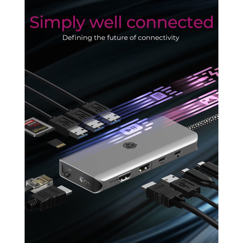 ICY BOX IB-DK4061-CPD Wired USB 3.2 Gen 1 (3.1 Gen 1) Type-C Grey