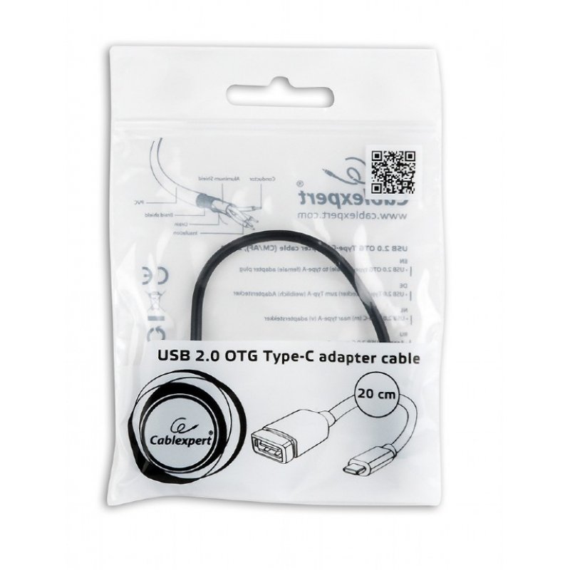 Gembird A-OTG-CMAF2-01 USB cable 0.2 m USB C USB A Black