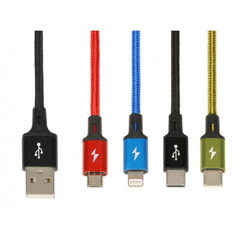 iBox Universal 4 in 1 charging cable I-BOX USB IKUM4W1 - Kabel câble USB 1,2 m Micro-USB A 2 x USB C Multicolore