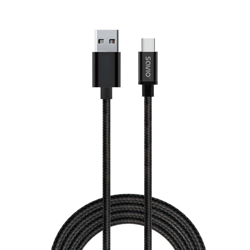 Savio CL-129 câble USB 2 m USB 2.0 USB A USB C Noir
