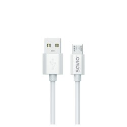 Savio USB cable 3 m USB 2.0 USB A - Micro USB White CL-167 câble USB Micro-USB A Blanc